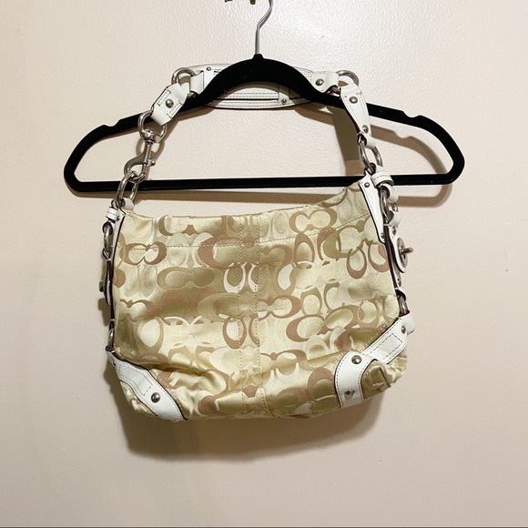 Coach• signature medium Carly bag gold and white - Picture 5 of 14